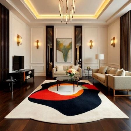 Handcrafted Abstract Circular Modern Living Room Rug